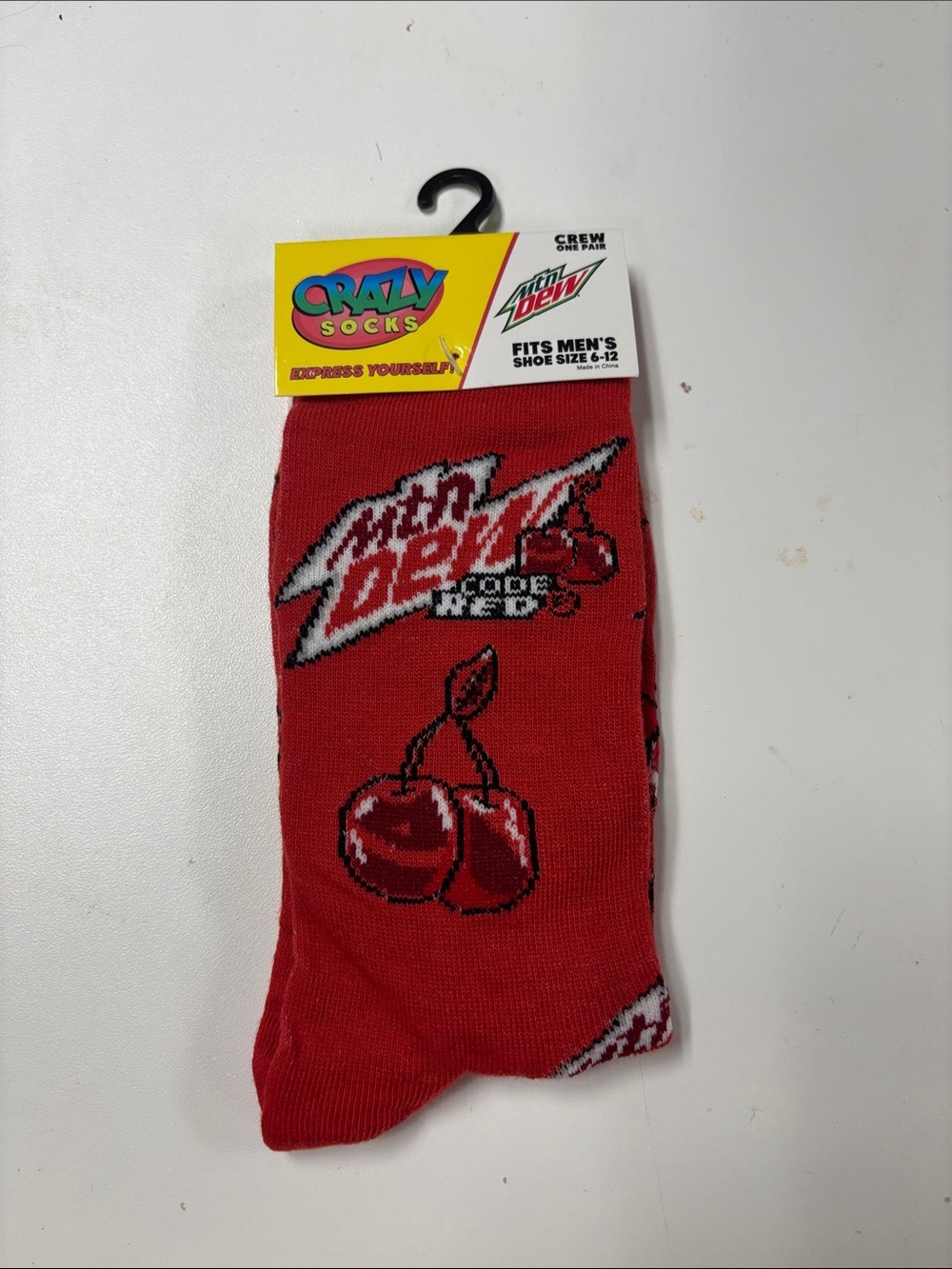 Crazy Socks x Mountain Dew Red Cherry Crew Socks